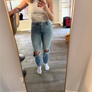 Stylish Blue Distressed Women's Jeans